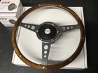 Classic Mini Premium Mountney 14"  Flat Wood Rim Steering Wheel & Bos kit Luxury