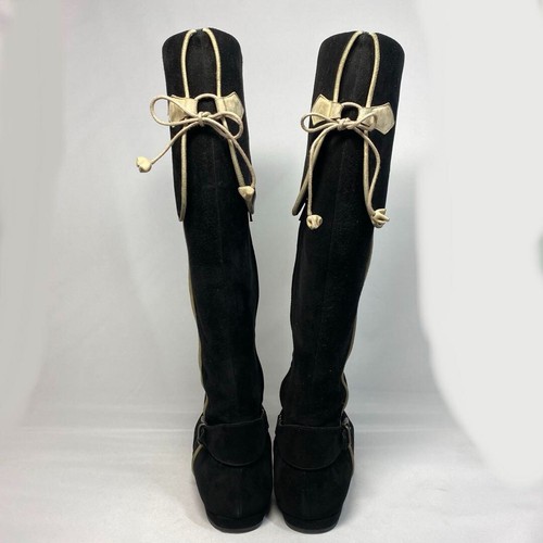 Christian Louboutin Botas Largas de Gamuza Negras Talla EU37 US7 Auténticas - Imagen 4 de 10