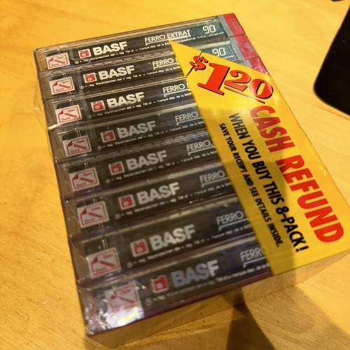 8-Pack- BASF FERRO EXTRA I- 90 Min Sealed Blank Analog Audio Cassette Tapes - Picture 3 of 4