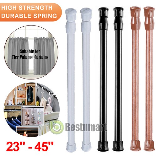 Adjustable Length Spring Metal Tension Curtain Rod for Window Kitchen,Bathroom - Picture 2 of 30