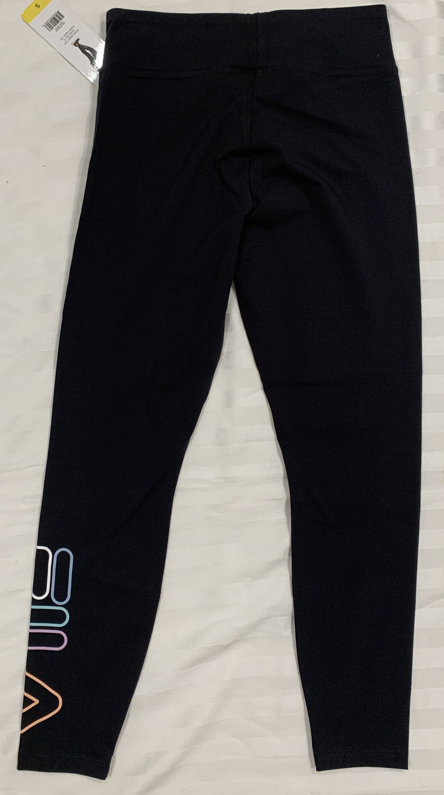 FILA Leggings Donna Nero Pantaloni Attivi Logo Caviglia Taglia S Nuovi con etichette