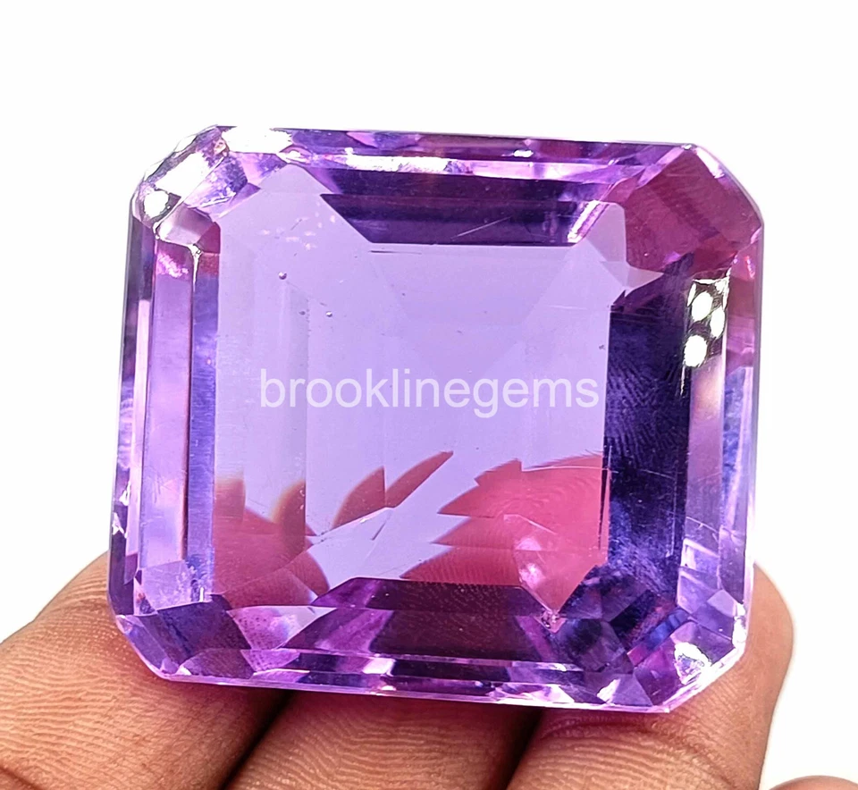Lab Grown 275Ct Certified Emerald Cut Purple Opal Transparent Loose Gemstone EKT - Image 3 of 4