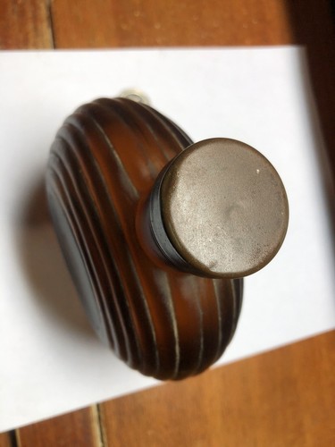 Vintage Owens Illinois Glass Art Deco Round Ribbed Satin Finish Bottle W Cap - Picture 4 of 8