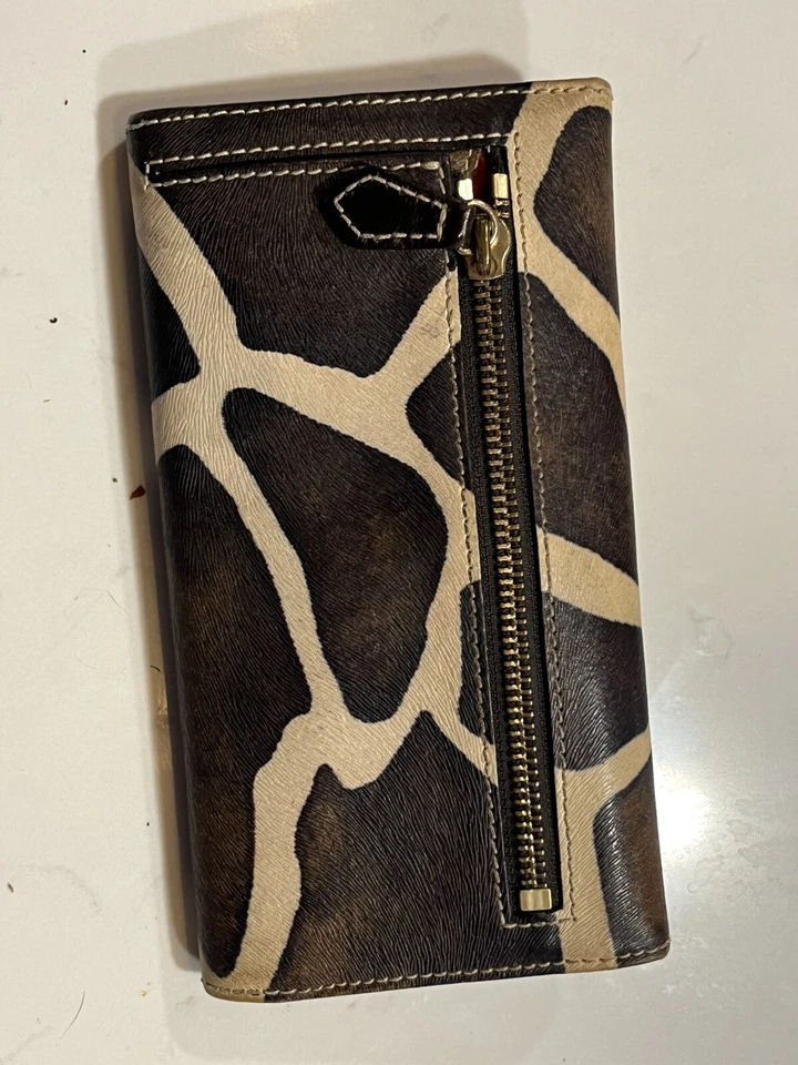 Cartera de cuero tamaño completo con estampado Dooney & Bourke 1975 vintage con cubierta de libro de cheques Foto 3 de 4