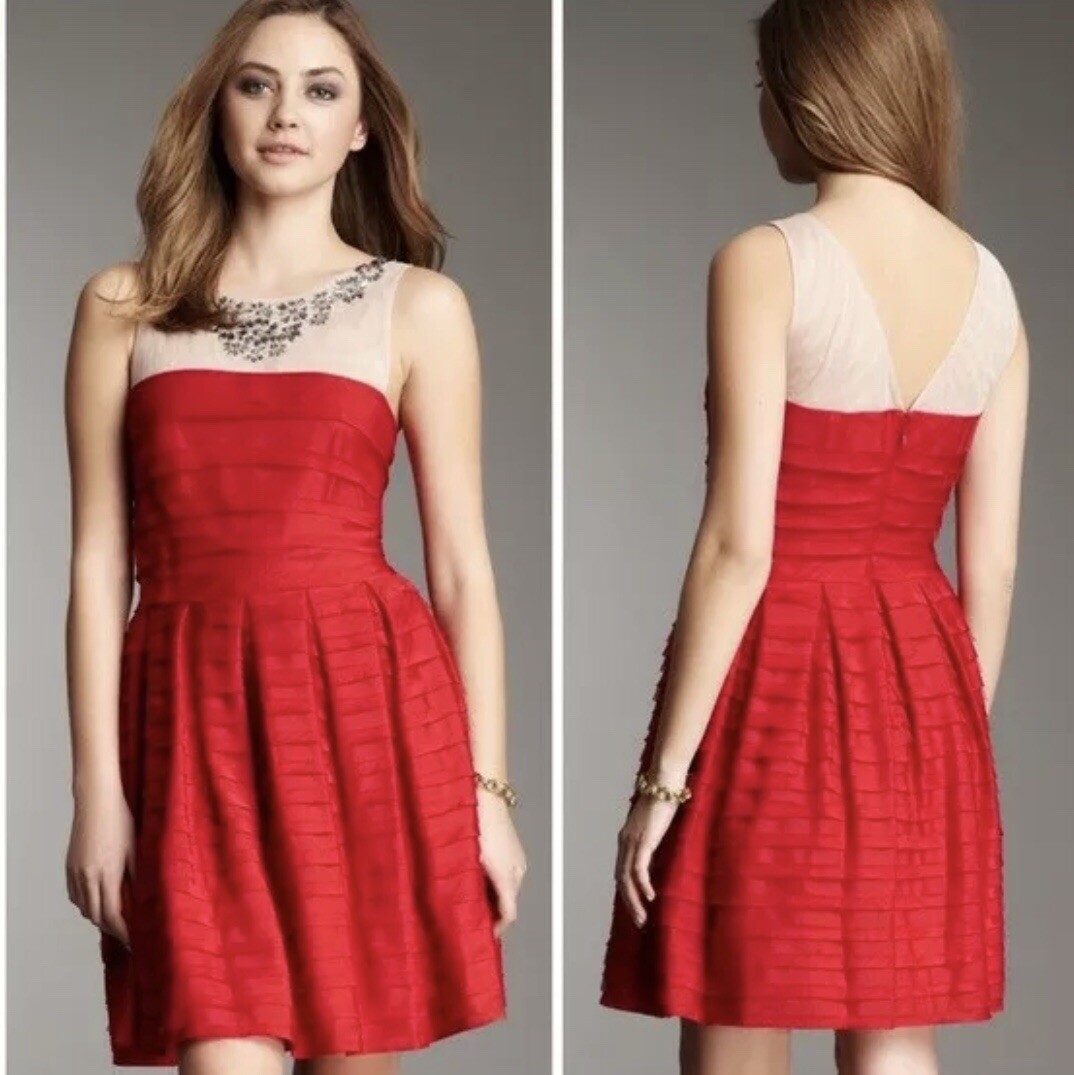 $398 Bcbg Maxazria Dress Marina Y2K Valentine Christmas Rockabilly Pinup Red Xxs