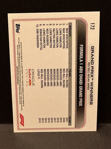 2022 Topps Formula 1 F1 MAX VERSTAPPEN #172 Foil Grand Prix Winners - Picture 2 of 2