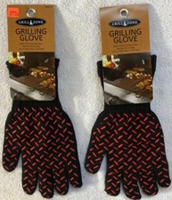 1 PAIR HEAT RESISTANT SILICONE GRIP OVEN BBQ POT HOLDER GLOVES OVE AMBIDEXTROUS