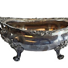 Large Antique Silver Plated Footed Jardinière Planter Centerpiece Heavy Ornate