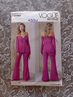 Vogue Pattern 1943  Y5 Off Shoulder Jacket Pants  Plus Size 18-26 Uncut BBW