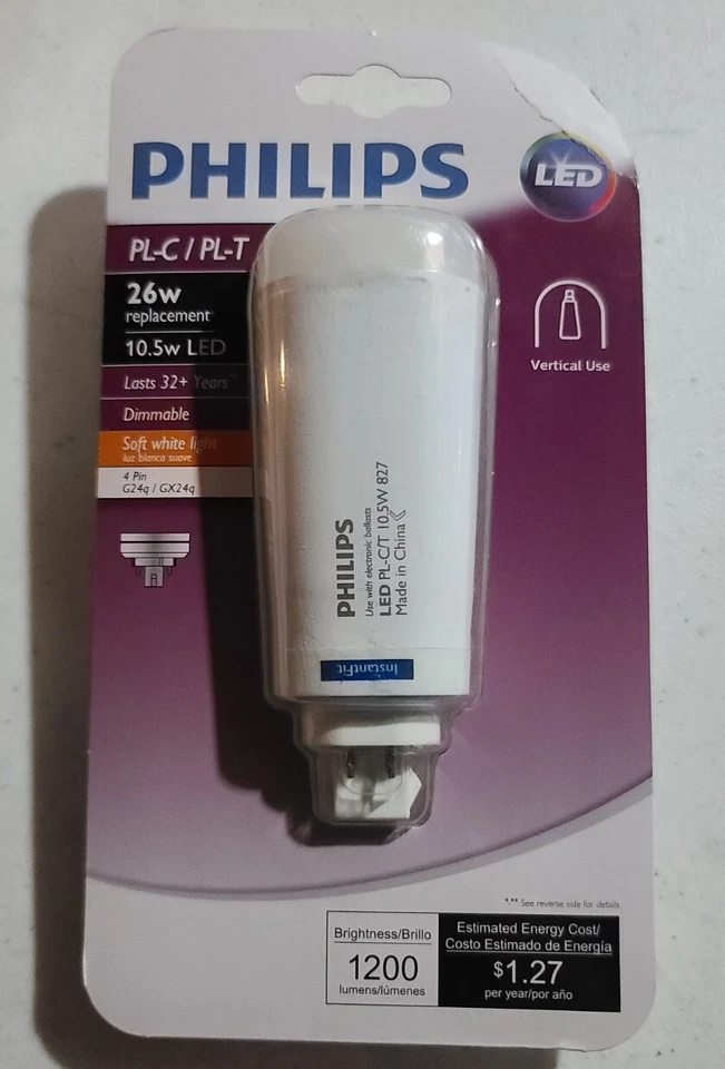 Philips 26W Equivalent Soft White PL-C/T 4-Pin Vertical Orientation LED Tube NEW - Image 2 of 4
