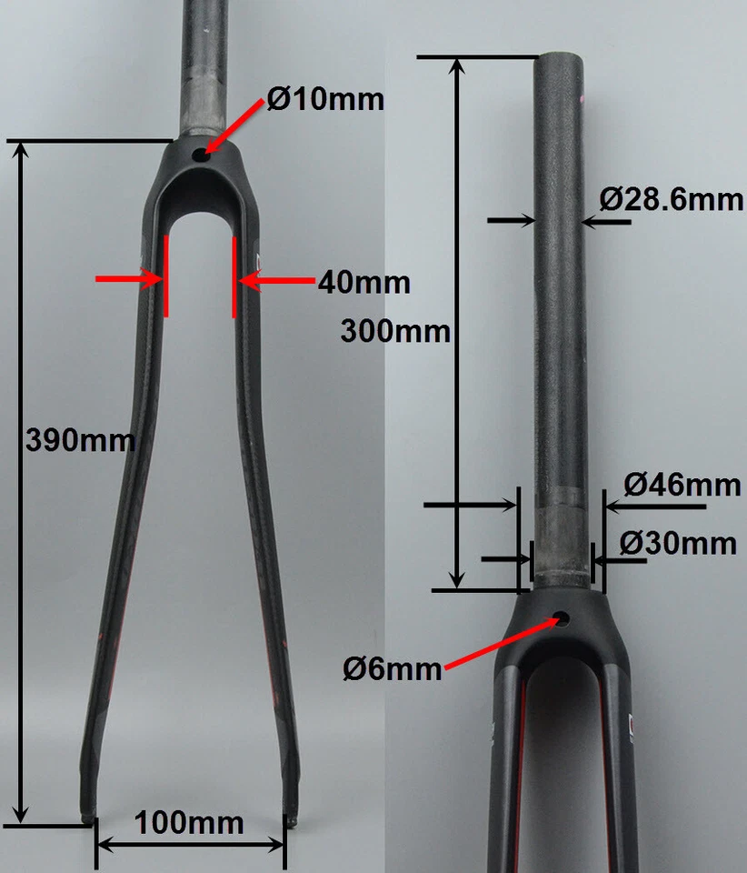 1-1/8 in Rim Brake Road Bike Fork 3K Carbon Fiber Rigid Bicycle Front Fork 700C - Image 3 of 4