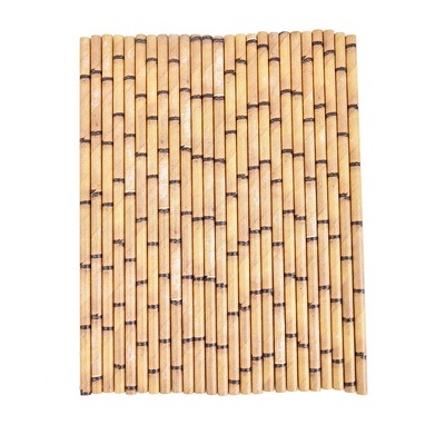 25pcs Paper Straws Bamboo Print Straws Hawaiian Jungle Tropical Bamboo Print _cn