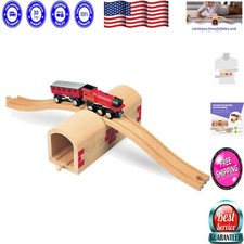 High-Quality Wooden Train Track Set with Raised Tunnel for Imaginative Play