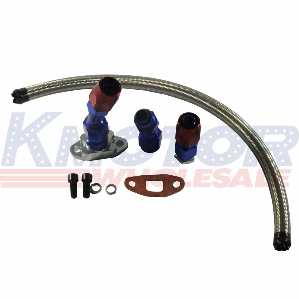 Turbo Charger Turbo Stainless Braided 17" Oil Return Drain Line+10AN Fitting Kit - Image 2 of 4
