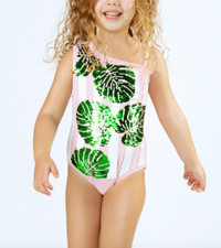 Shade Critters L142938 One Piece Magic Flip Sequin Striped Swimsuit Size 12