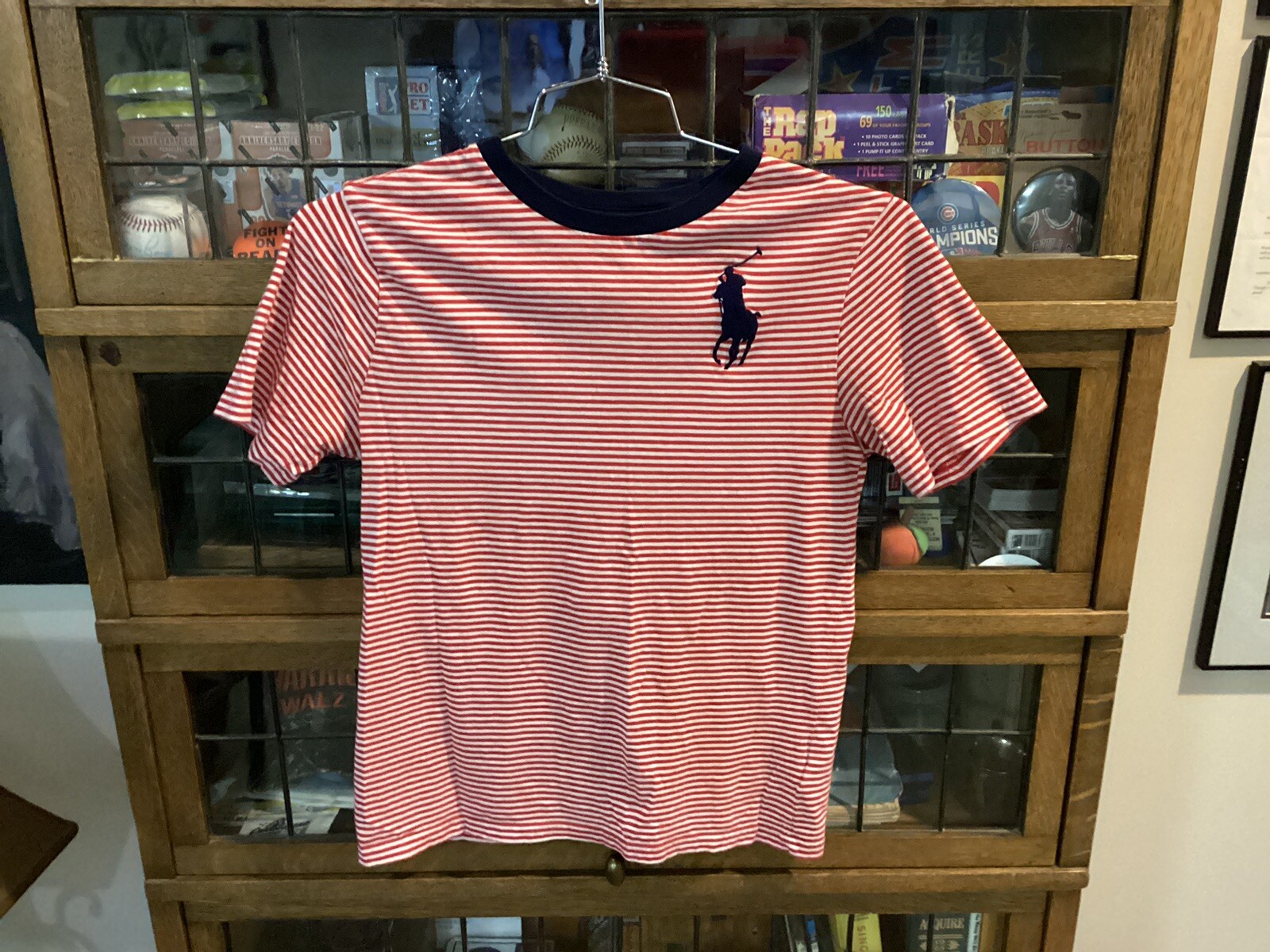 POLO RALPH LAUREN T shirt rossa bianca a righe BIG PONY S S TAGLIA Youth L Cool