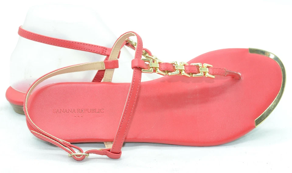 Sandalias de tanga Banana Republic para mujer talla 8 imitación cuero rojas verano con correa en el tobillo Foto 4 de 4