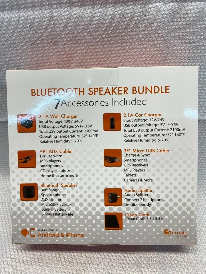 Ematic Tablet / Phone Kit with Bluetooth Speaker Bundle Brand New 7 Accessories - Image 2 of 4