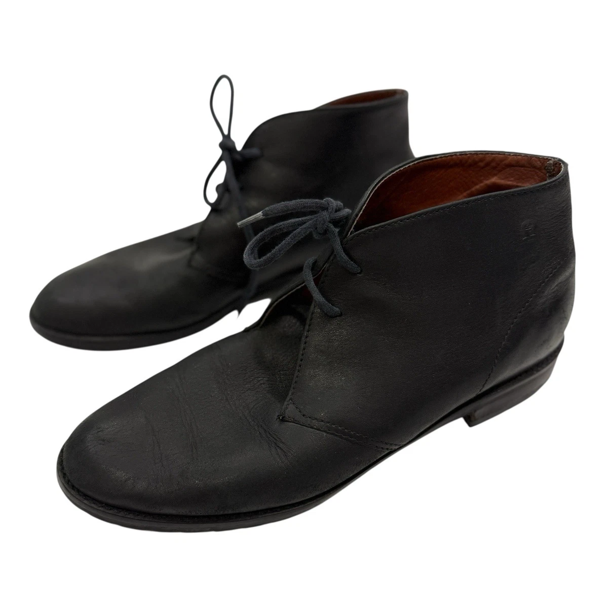 Bottes Cuir Noir Etienne Aigner - Pointure 6, Talon Bas, Style Derby - Occasion Très Propre