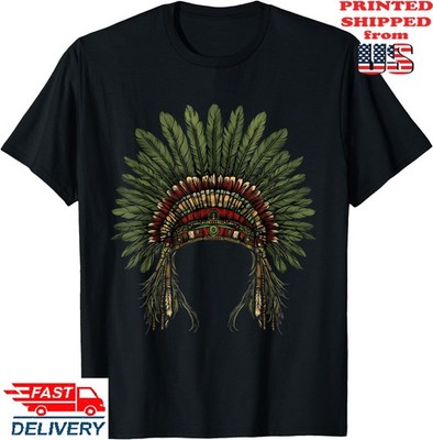 Indian Chief Artwork Native American Feather Headdress  T-Shirt, Unisex Tee