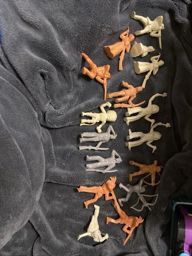 16 Pc Marx Fort Apache Stockade Pioneers Frontiersmen 60mm Figures Vintage 1950s