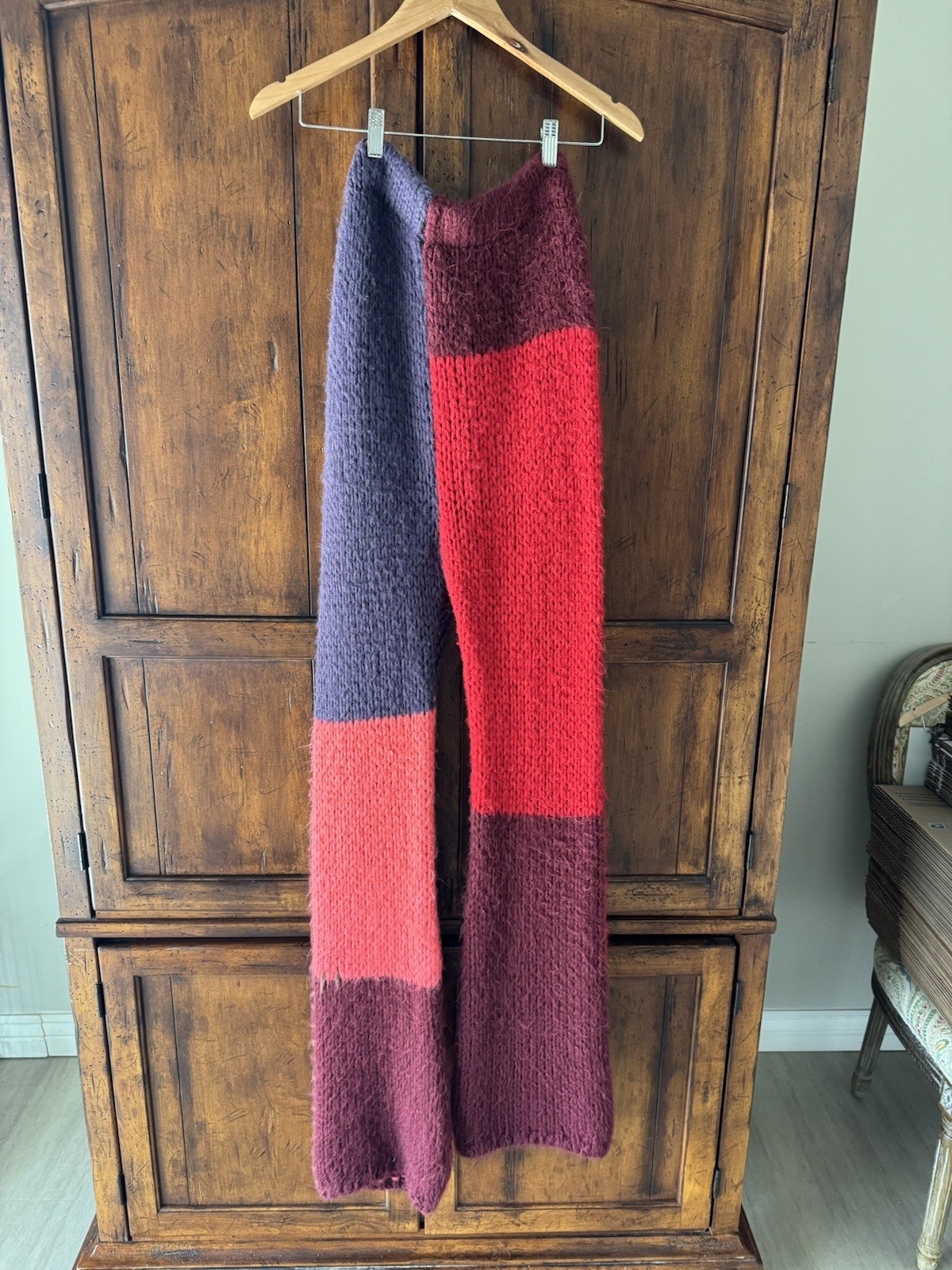 Saachi Colorblock Patchwork Cable Knit Pull On Re… - image 7