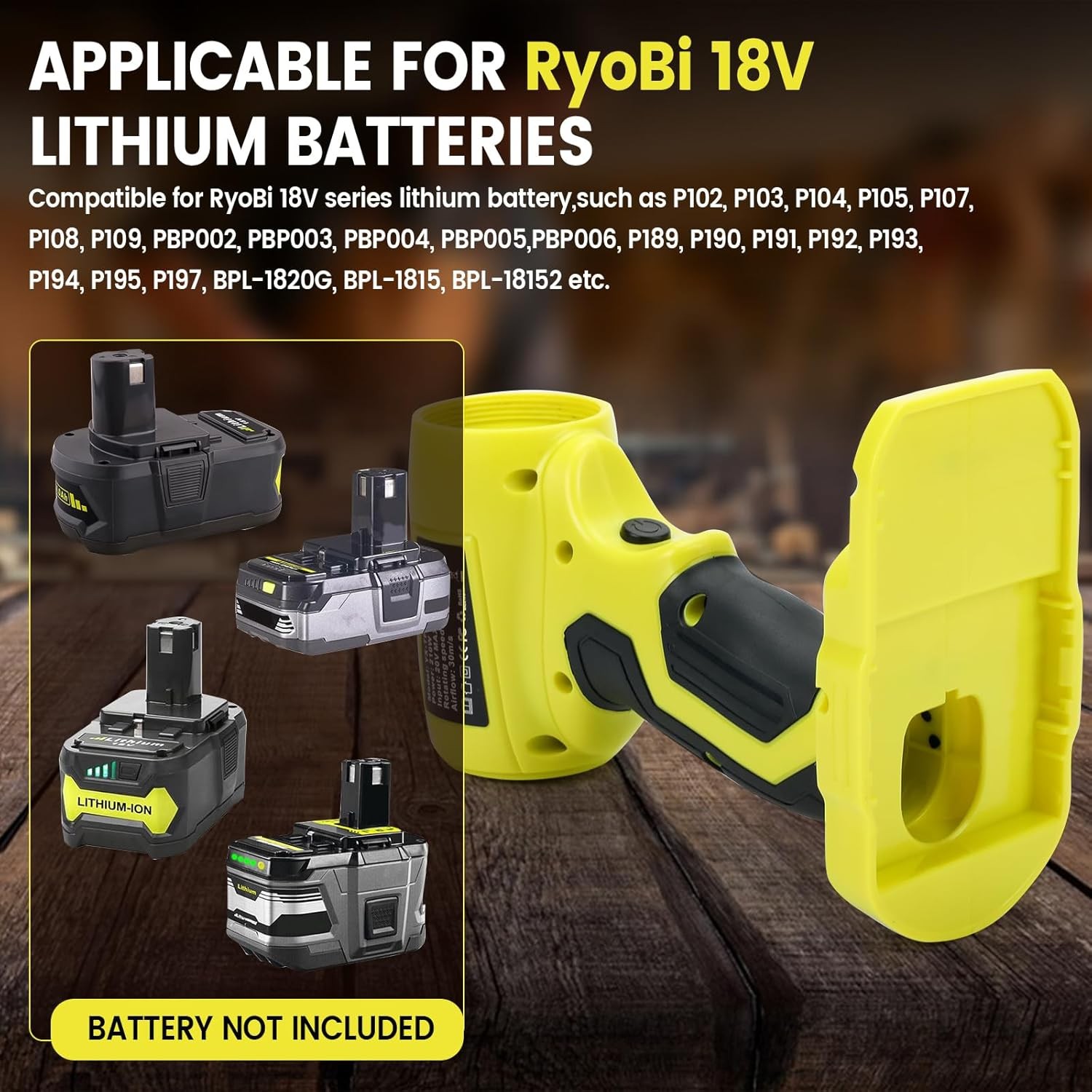 Cordless Leaf Blower for Ryobi 18V Battery 130,000 RPM Jet Blower with 5 Nozzles