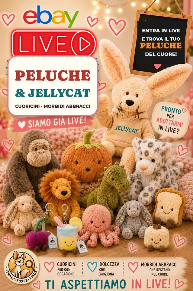 Peluche e Jellycat Fennec and Foxes Finds live del 31/10