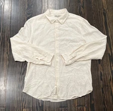 Onia Button Up Shirt Men’s Large Cream Linen Viscose 