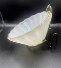 Vintage Anchor Hocking Fluted Milk Glass Chip Dip Bowl with Gold Trim And   Hook