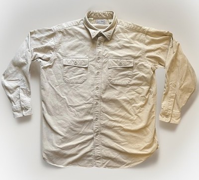 L.L. Bean Men's Chamois Shirt Beige Size 18 Tall Traditional Fit G707 USA Made