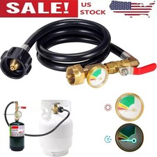1LB To 20LB Propane Refill Adapter Extension Hose With Gauge On-Off Control 40''