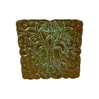 Frankoma Fleur De Lis 3TR 6" Square Clay Trivet Scroll Prairie Green Vintage