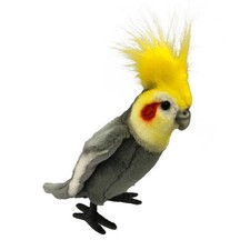 23cm Hansa Grey Cockatiel Plush Soft Cuddly Realistic Stuffed Animal Toy Gift