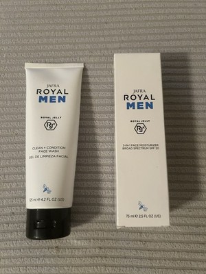 Jafra Royal Men Royal Jelly 3 in -1 Moisturizer +clean+condition face wash 2 PC