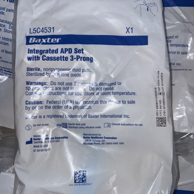 BAXTER L5C4531 INTEGRATED APD SET WITH CASSETTE 3-PRONG, 26 Pack
