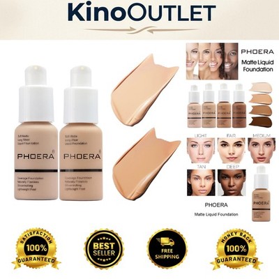 2 Pack PHOERA Full Coverage Foundation - Nude & Buff Beige - Flawless Matte