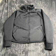 Avia Quilted Jacket Women Large Black Full Zip Quilted Thumb Hole
