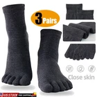 3 Pairs Toe Socks Cotton Athletic Running Five Finger Socks Athletic Breathable