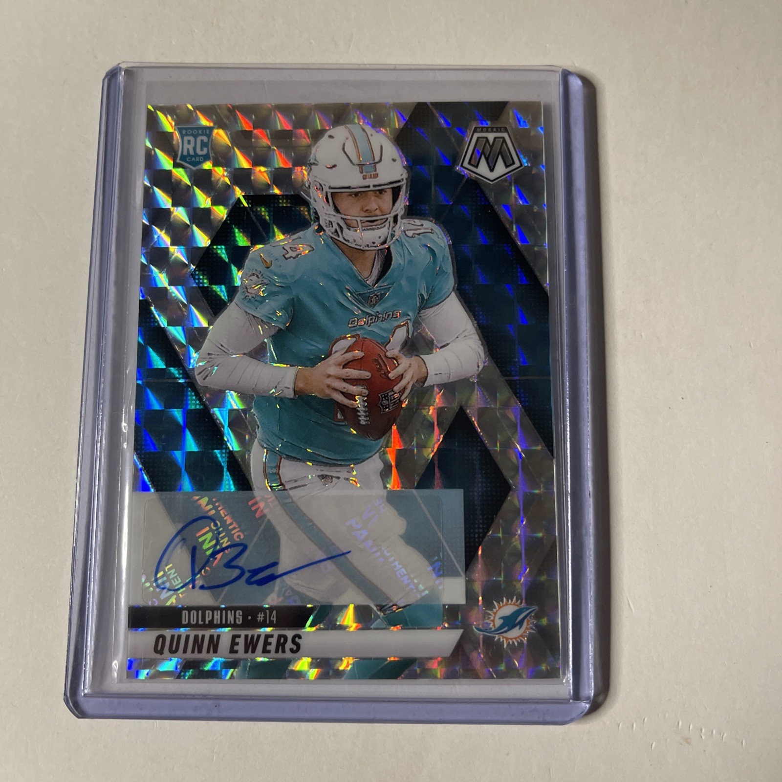 2025 Panini Mosaic Quinn Ewers Auto Silver Mosaic Prizm RC! 🔥 #308 Dolphins 🐬