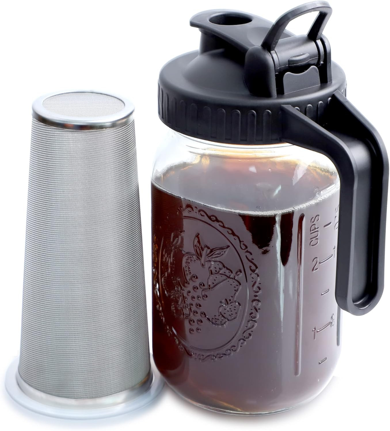 32 Oz Wide Mouth Cold Brew Pitcher With Coffee