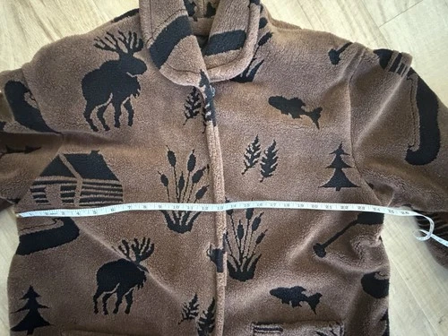 Vintage Denali Fleece Jacket Cabin Core Moose Wilderness Print  Brown L/XL image 2