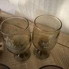 Pfaltzgraff USA Village Etched Wine Water Goblets brown  1970s set-4 6 in — photo 2