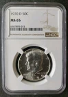 1970 D 50c Kennedy Silver Half Dollar NGC MS65