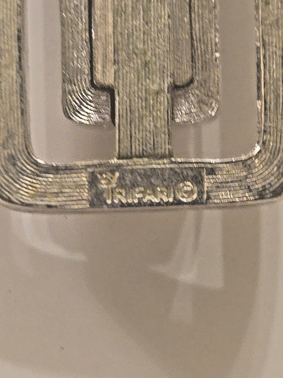 Trifari Silvertone Clear Stone Rectangle Pendant … - image 4