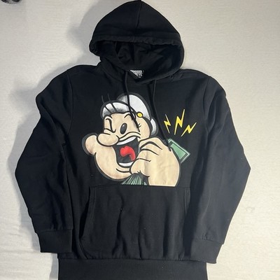 Reason x Popeye Graphic Hoodie Men's Small Black Front & Back Print Streetwear