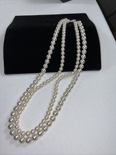 Vintage Japan Double Strand Faux Pearl Necklace Mid-Century 23  