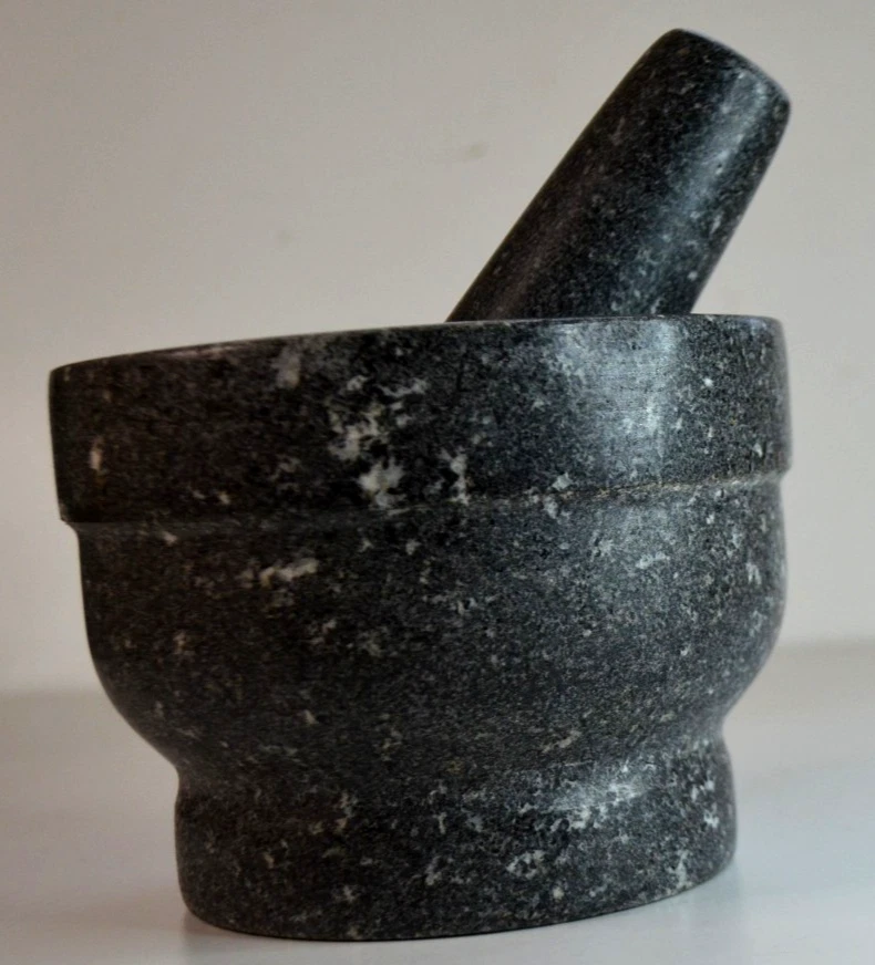 grey marble mortar and pestle