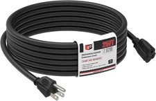 25FT Black Outdoor Extension Cord, 16/3 SJTW Heavy Duty Waterproof, 3 Prong Grou