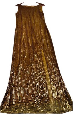 Gold Sequin Disco Maxi Dress Womens Large California Costume Collections USA